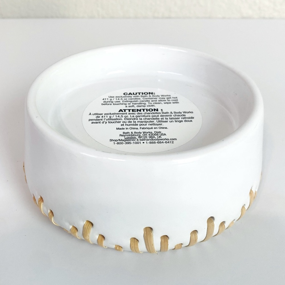 Bath & Body Works White Ceramic 3 Wick Candle Holder